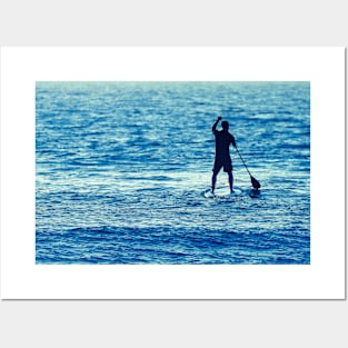 Man on Stand Up Paddle Board Posters and Art